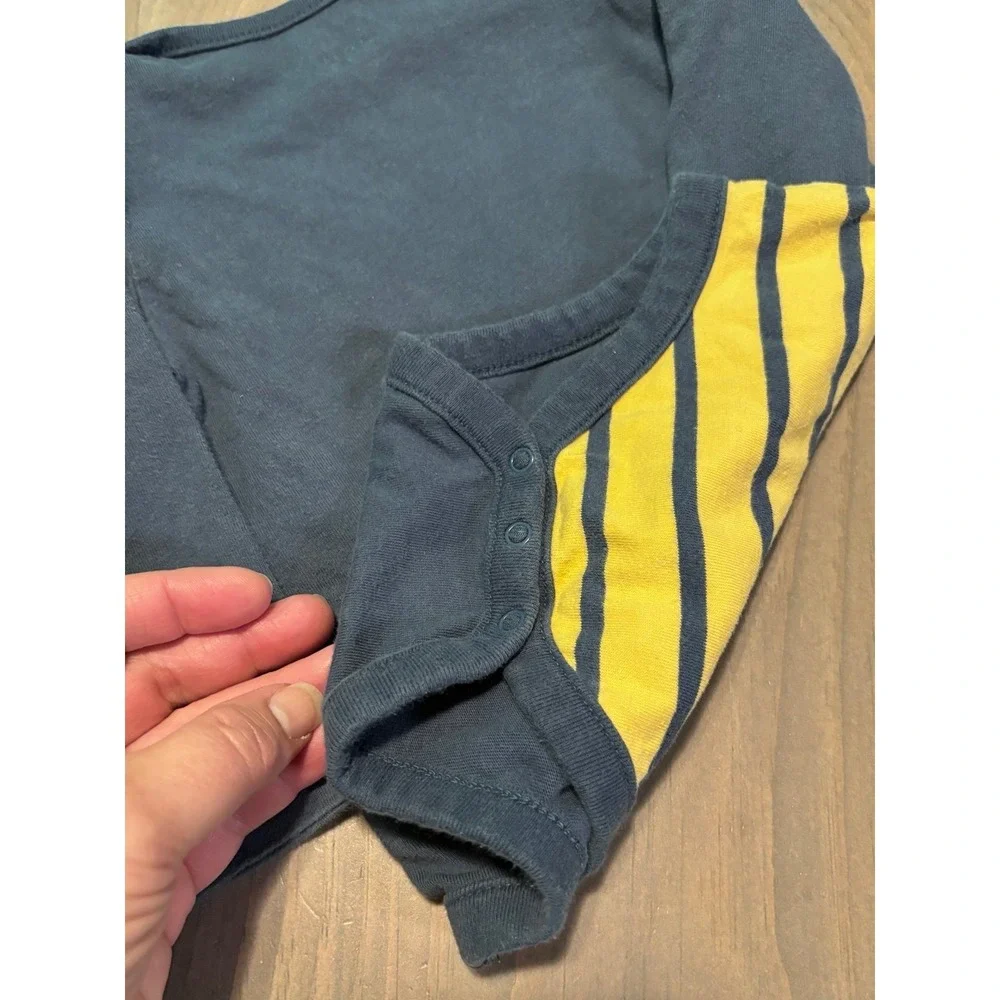 Baby Gap 6-12 Month Striped Long Sleeve Bodysuit Baby‎ One Piece yellow navy